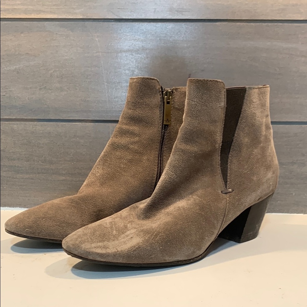 Aquatalia Womens Leather Suede Pebbled Ankle Bootie Brown Size 9 Preppy Rich Mom